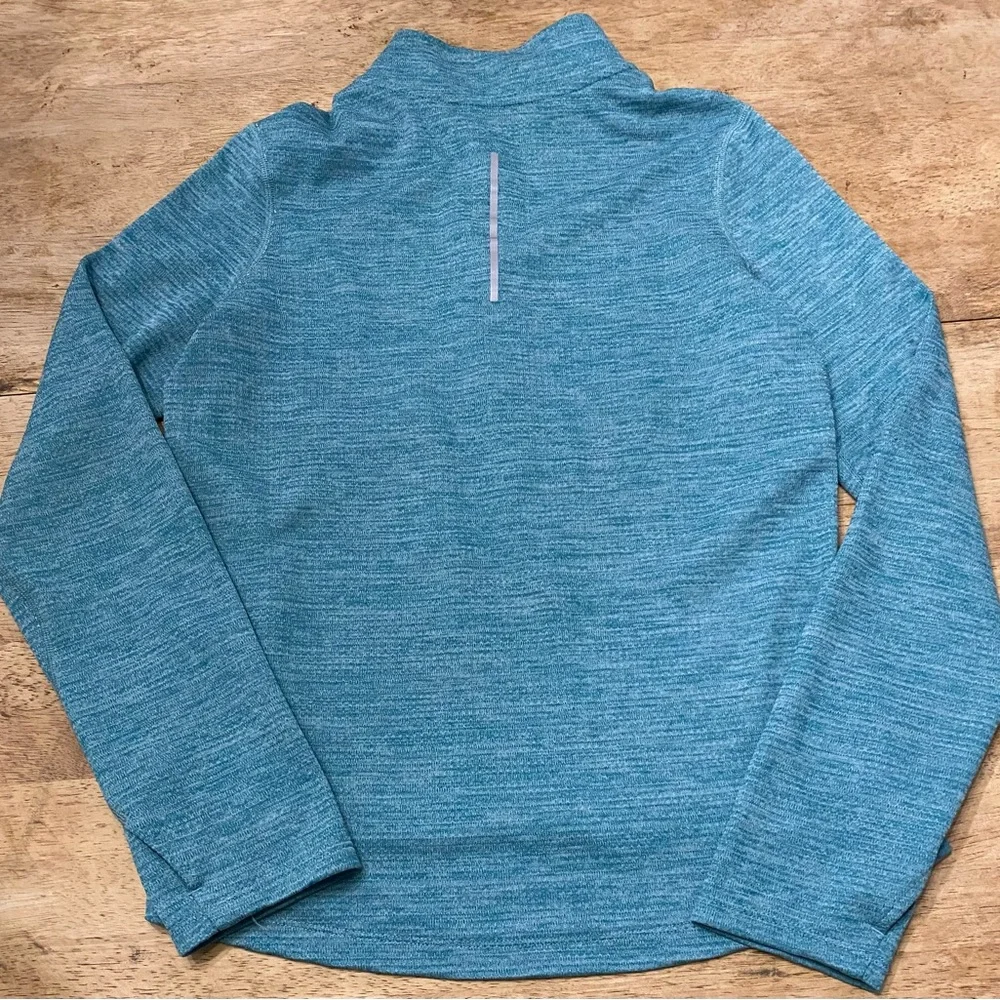 Nike Dri Fit Youth XL‎ Striated Teal Green Poly Quarter Zip Athletic Pullover